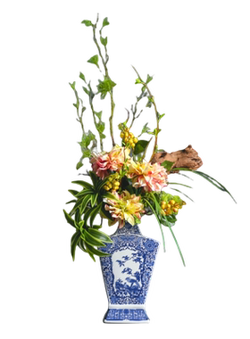 原野新中式高端仿真花餐桌花摆花