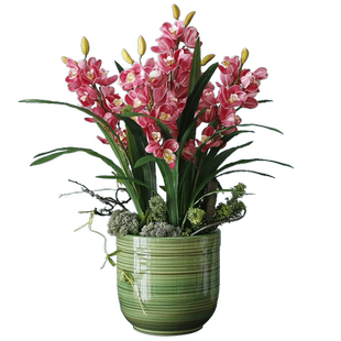 大花蕙兰花高仿真花假花现代简约轻奢3D新中式书房酒店客厅玄关