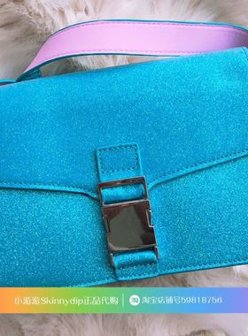 现货 正品SKINNYDIP彩蓝色珠光亮粉磨砂粉色撞色翻盖单肩包斜挎包