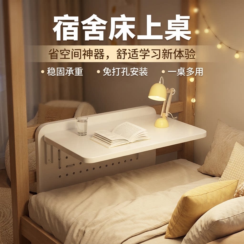 可折叠多功能桌子大学生宿舍床上学习写字书桌悬空桌上铺下铺电脑桌2026新款侧边悬挂书桌