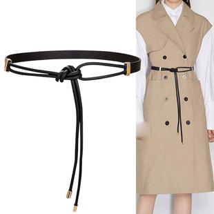 连衣裙女款细腰带装饰2025新款打结皮带真皮配毛衣大衣腰链春夏