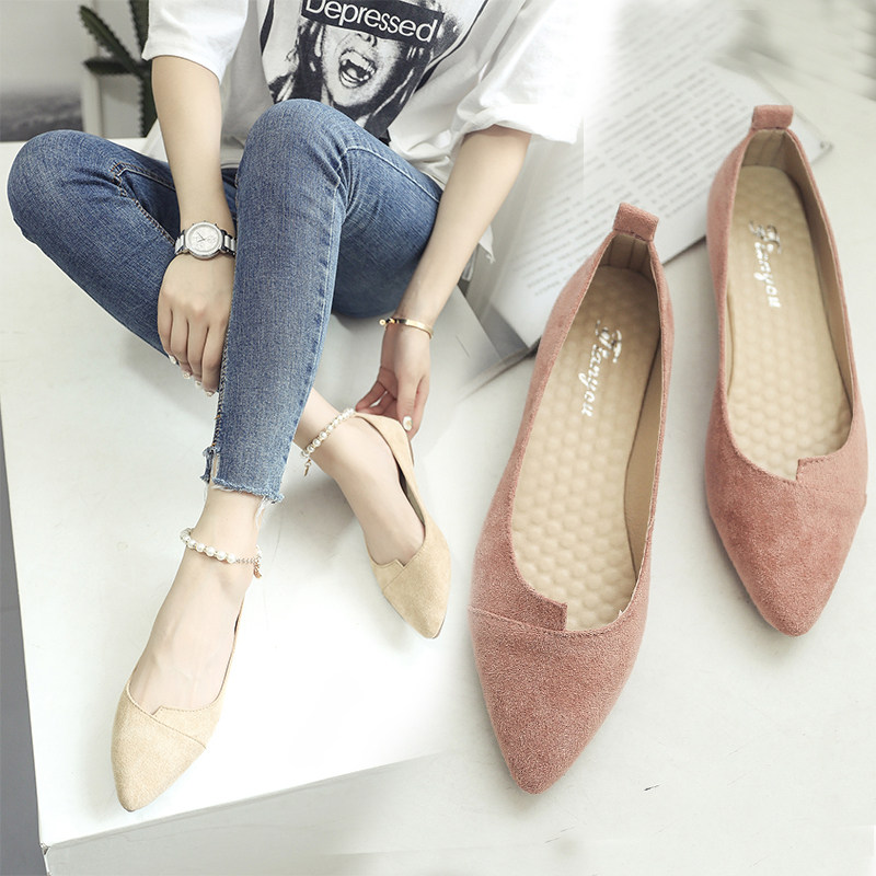 2019 Spring new pattern Pink Tip Bridesmaid Flat bottom Flat heel Party Beading student fresh Single shoes Word bucklein the Women's Shoes, Low shoes  category - from Buy2taobao.com to provide professional Taobao agent buy service