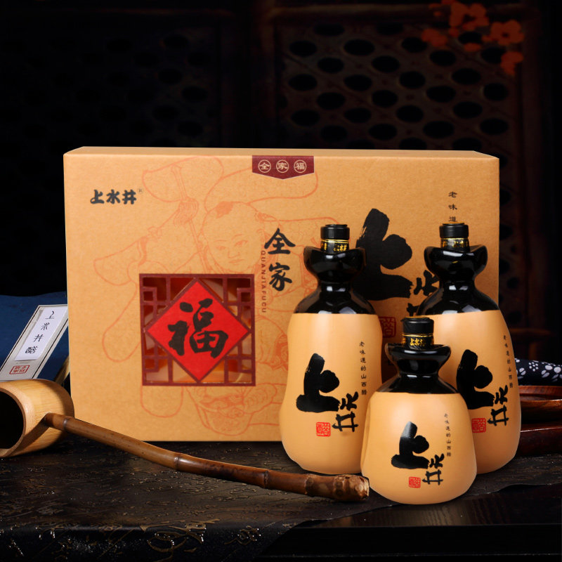 【十年陈酿】山西正宗老陈醋上水井全家福礼盒1150ml粮食酿无勾兑