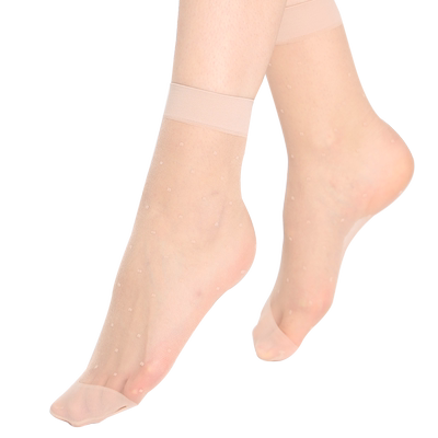 12双永春黑色波点丝袜短袜女点点袜子包芯丝中筒夏季超薄水晶透明