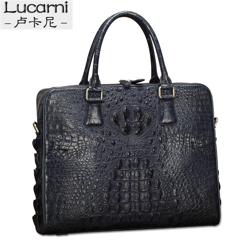 lucarni/卢卡尼鳄鱼皮男包手提真皮商务手提单肩斜跨大容量公文包