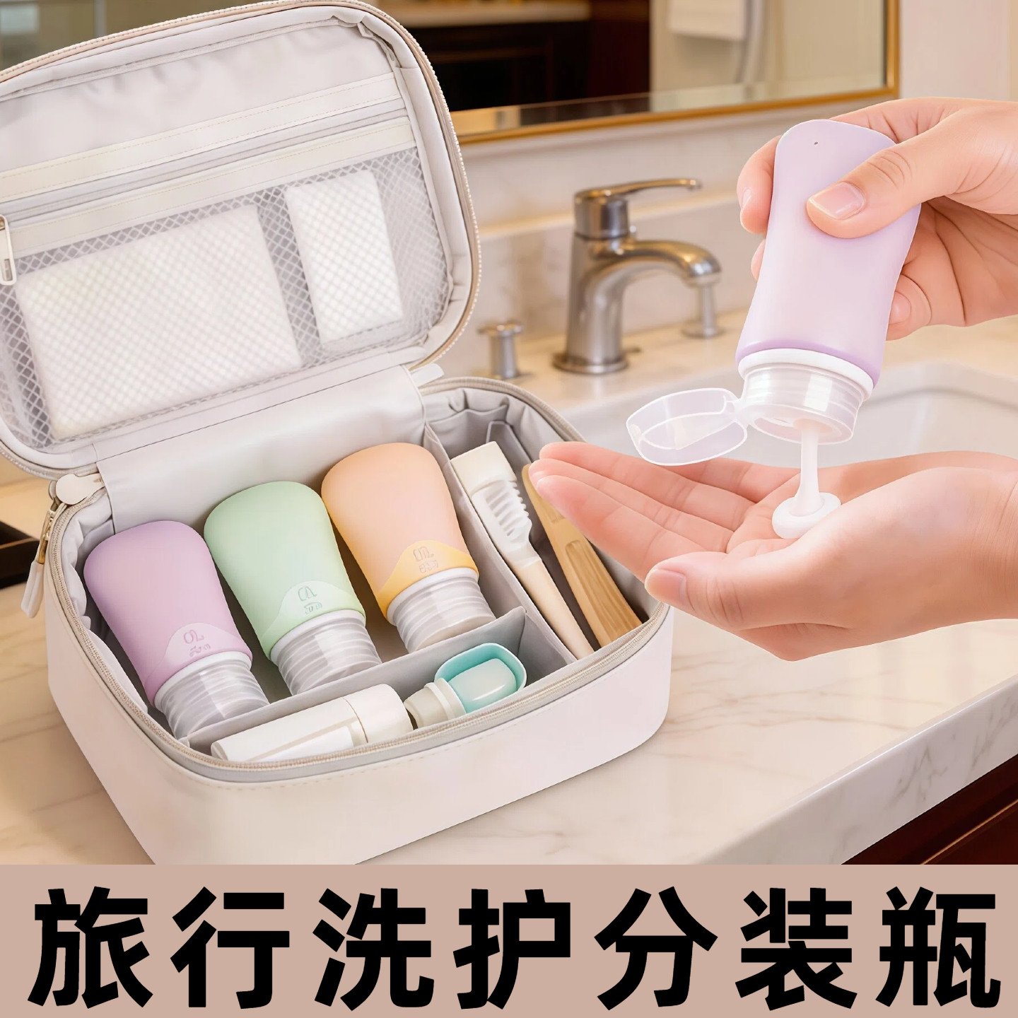 旅行洗护分装瓶便携套装乳液沐浴露洗发水护手霜小空瓶子硅胶带盖