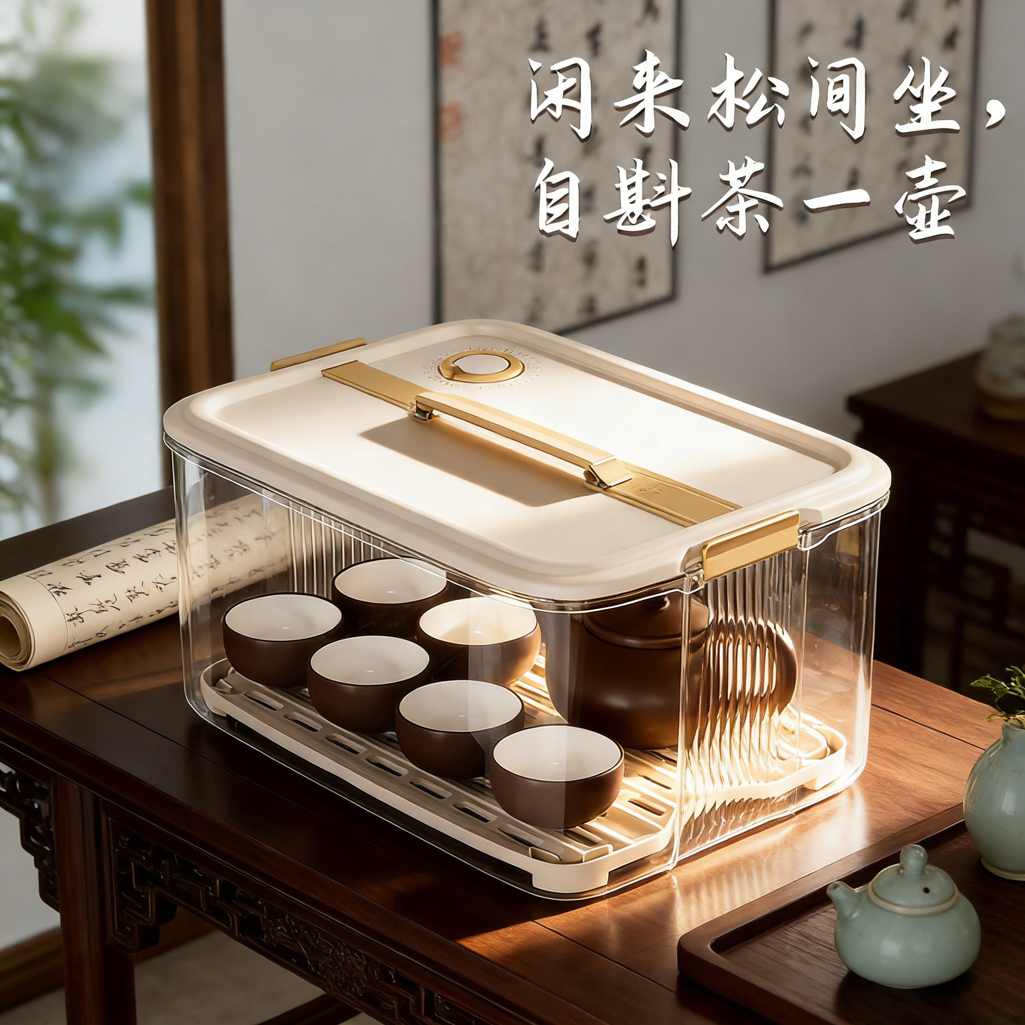 日本茶具茶杯收纳盒防尘透明装杯子置物架功夫茶壶酒杯带盖整理箱,收纳整理,茶具收纳盒,淘宝优惠券,粉丝福利购,淘宝优惠卷