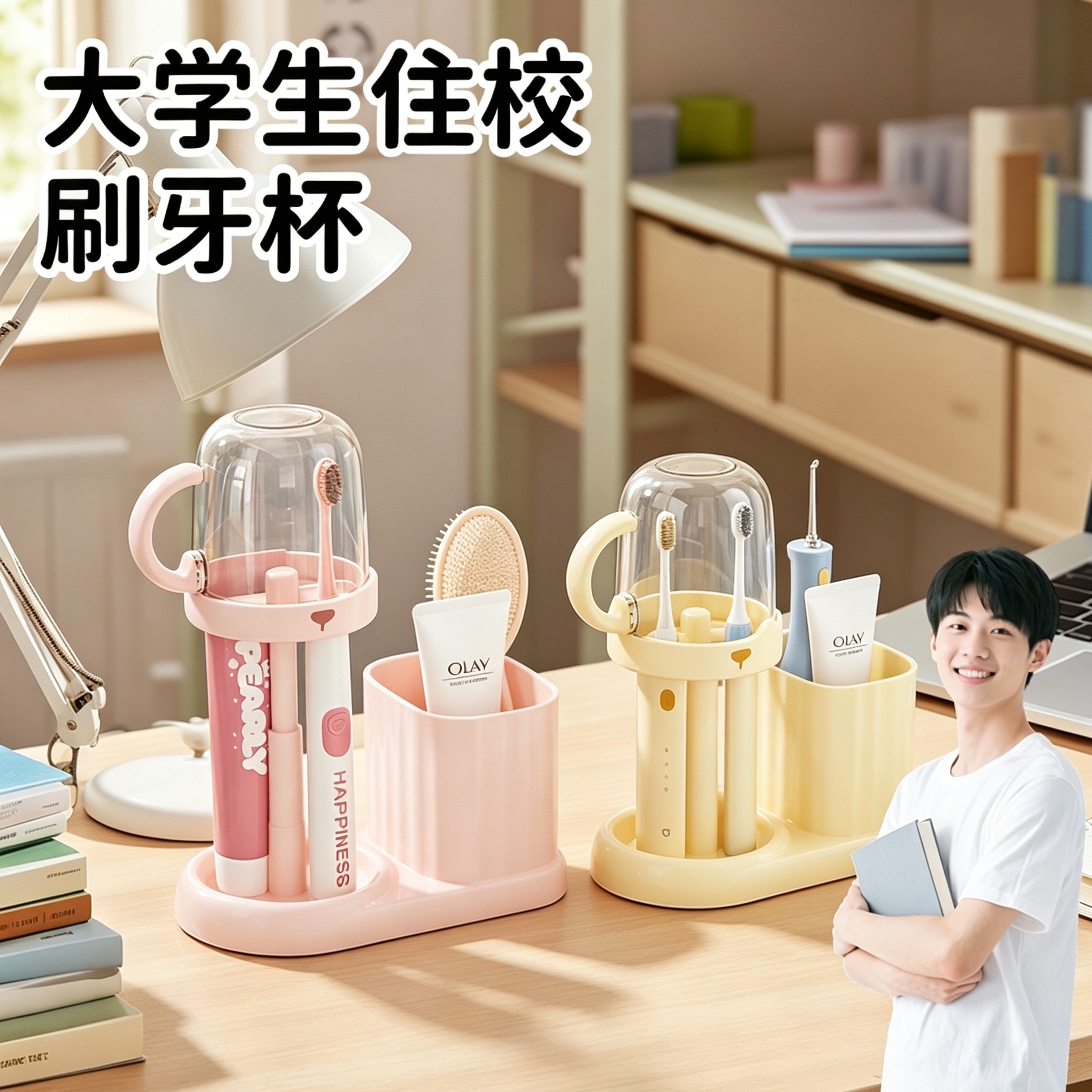 大学生住校男宿舍带盖刷牙洗漱杯