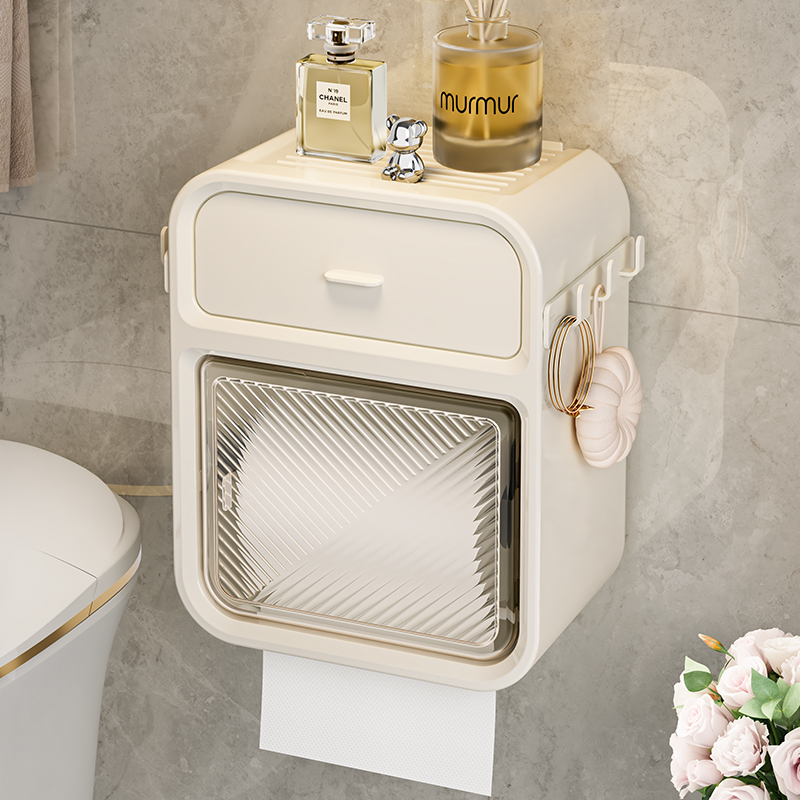 带挂钩卫生间厕纸盒免打孔