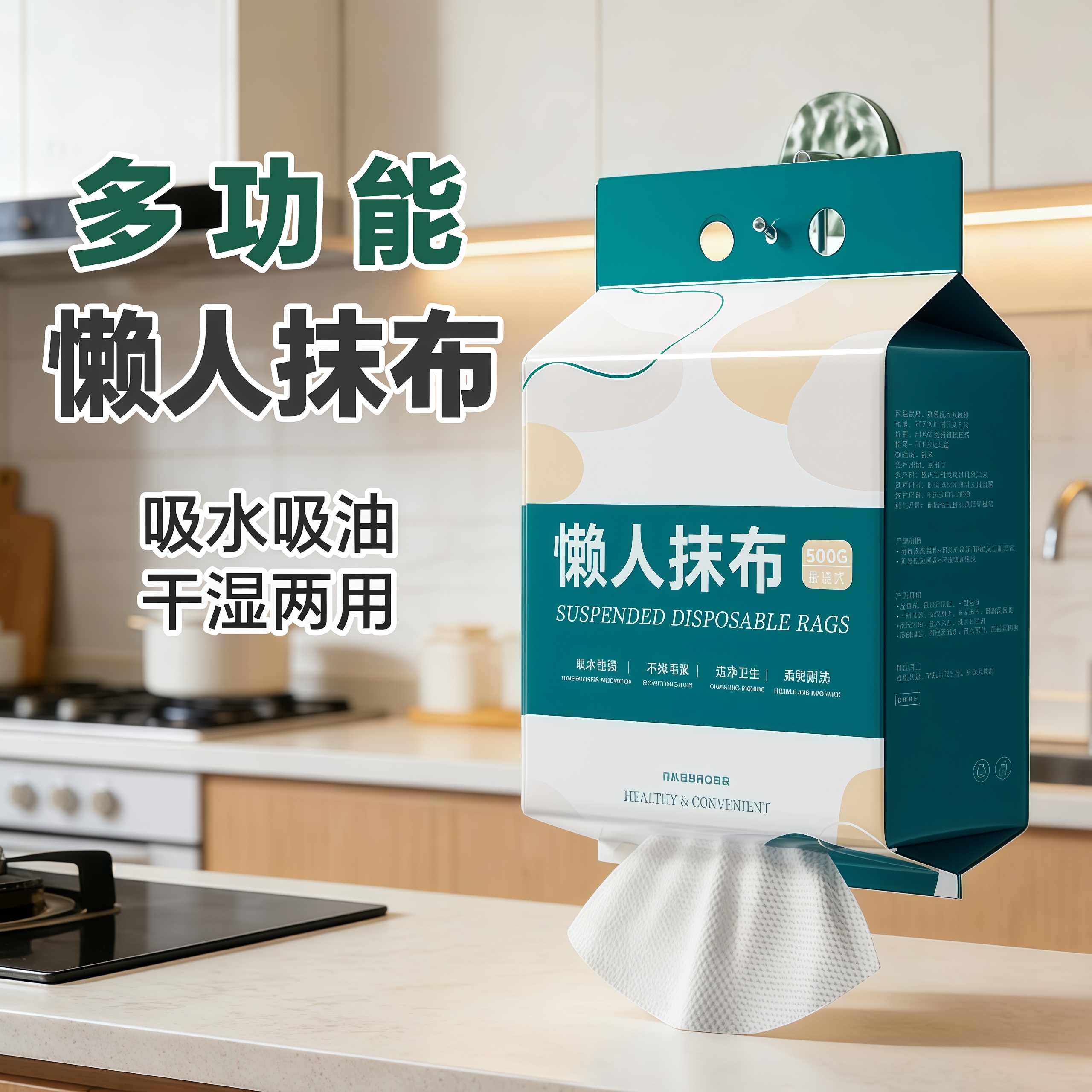 【多功能】厨房悬挂一次性抹布