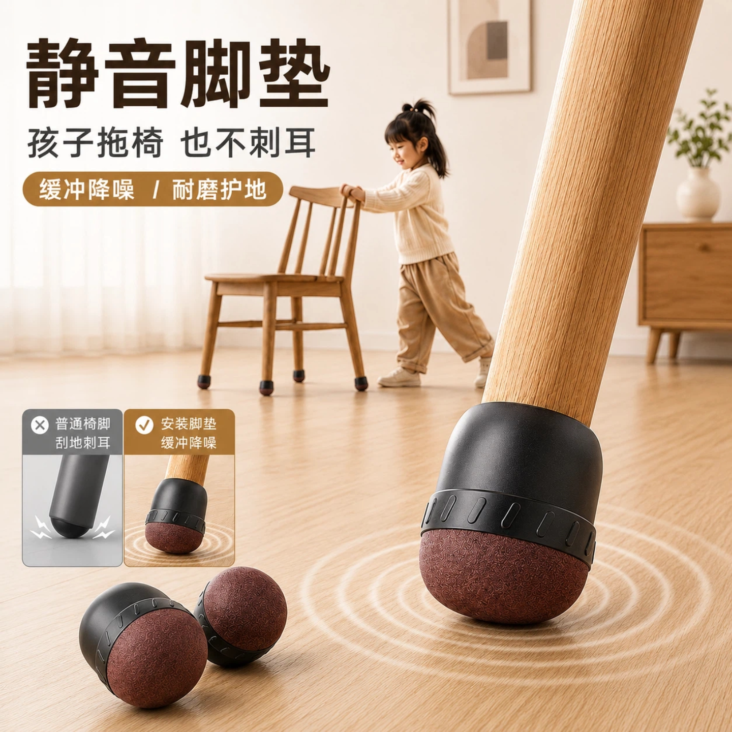 桌椅垫脚垫静音加高耐磨防滑橡胶垫高加厚椅子脚套桌脚垫保护套图片