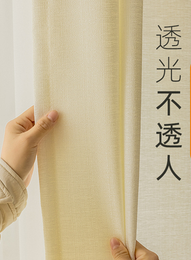 奶油色窗帘纱帘透光不透人客厅窗纱阳台飘窗卧室白纱2025新款ins