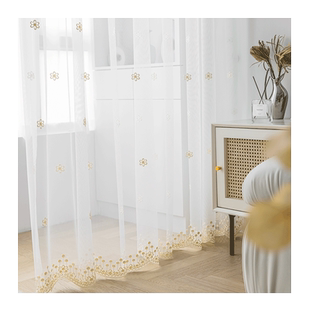 司藤小仙女纱新款纱帘窗纱阳台纱遮光卧室隔断蕾丝白色白纱幔飘窗