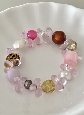 HEIXIN STUDIO手作 泪眼系列 捷克琉璃珠清新文艺ins小众手串061