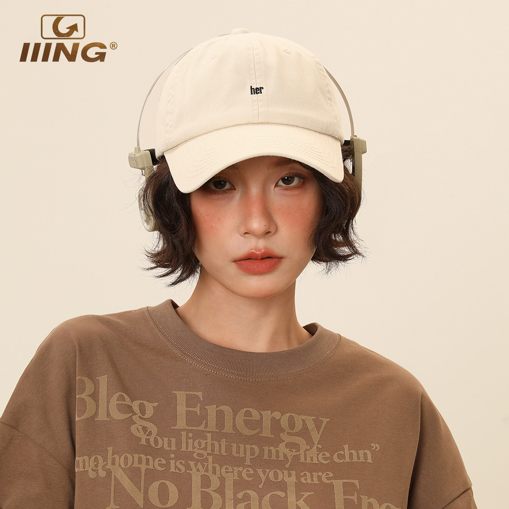 IIING帽控 美式复古字母刺绣棒球帽子女大头围情侣款纯棉鸭舌帽男