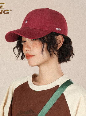 IIING帽控 酒红色帽子女韩版鸭舌帽遮阳防晒显脸小百搭软顶棒球帽