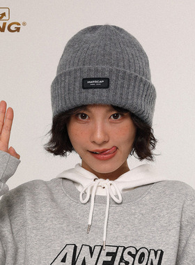 IIING帽控 针织帽女秋冬贴标2025原创潮帽黑色大头围冷帽毛线帽男