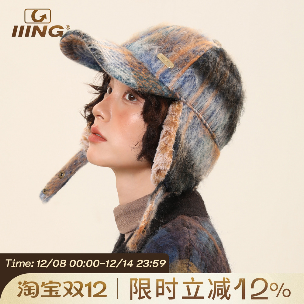 IIING帽控保暖护耳加绒鸭舌帽