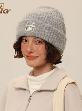 IIING帽控 秋冬防寒保暖百搭毛线帽女宽松加厚大头围显脸小针织帽