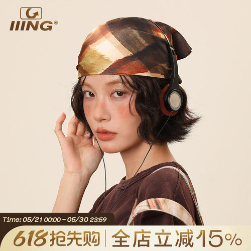 IIING帽控美式复古油画头巾