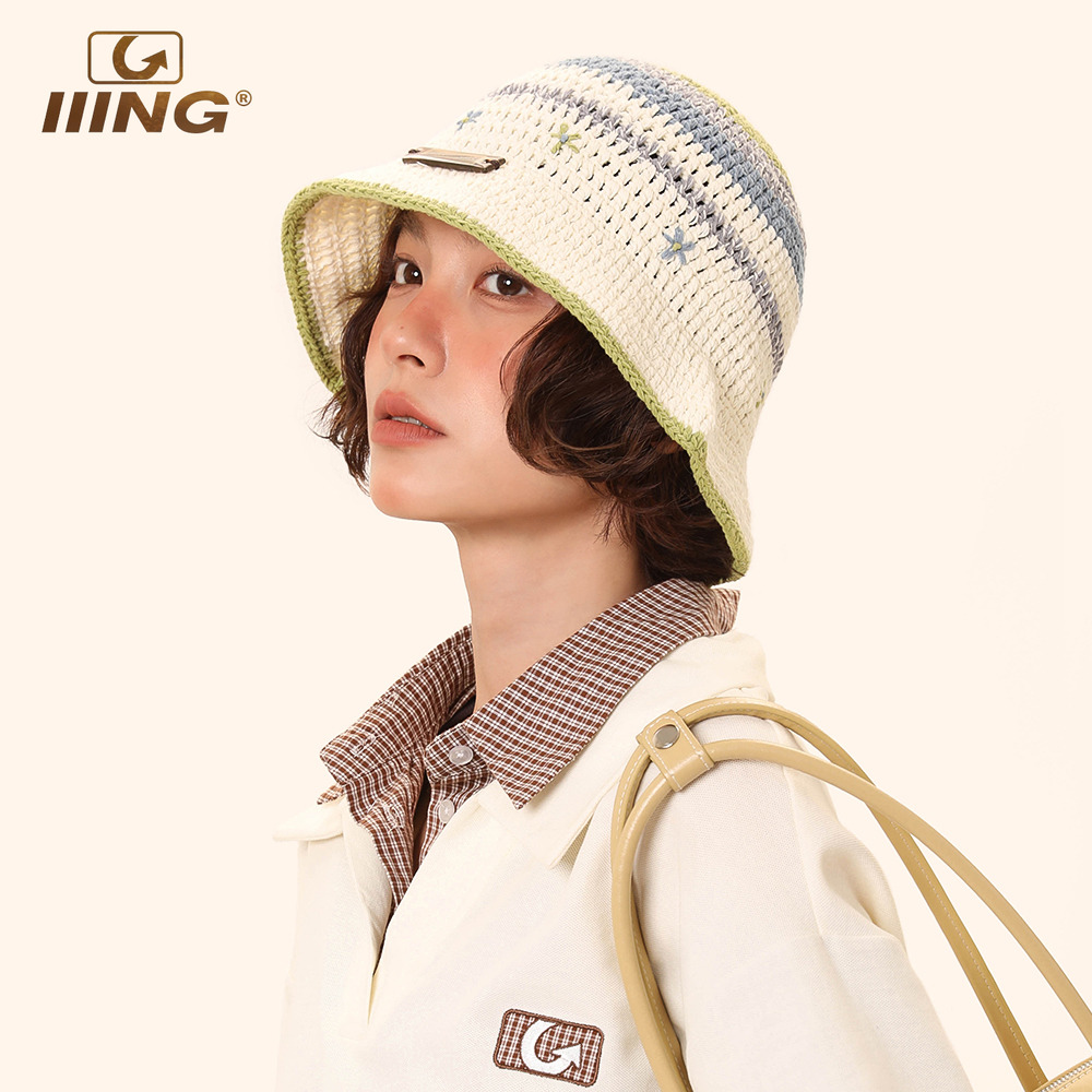 手工编织清新遮阳针织渔夫帽