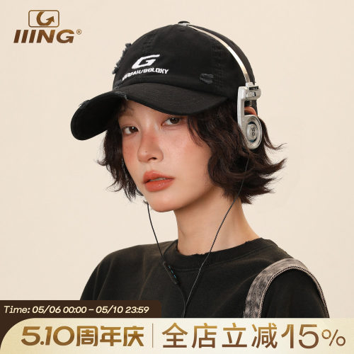 IIING帽控美式复古刺绣鸭舌帽