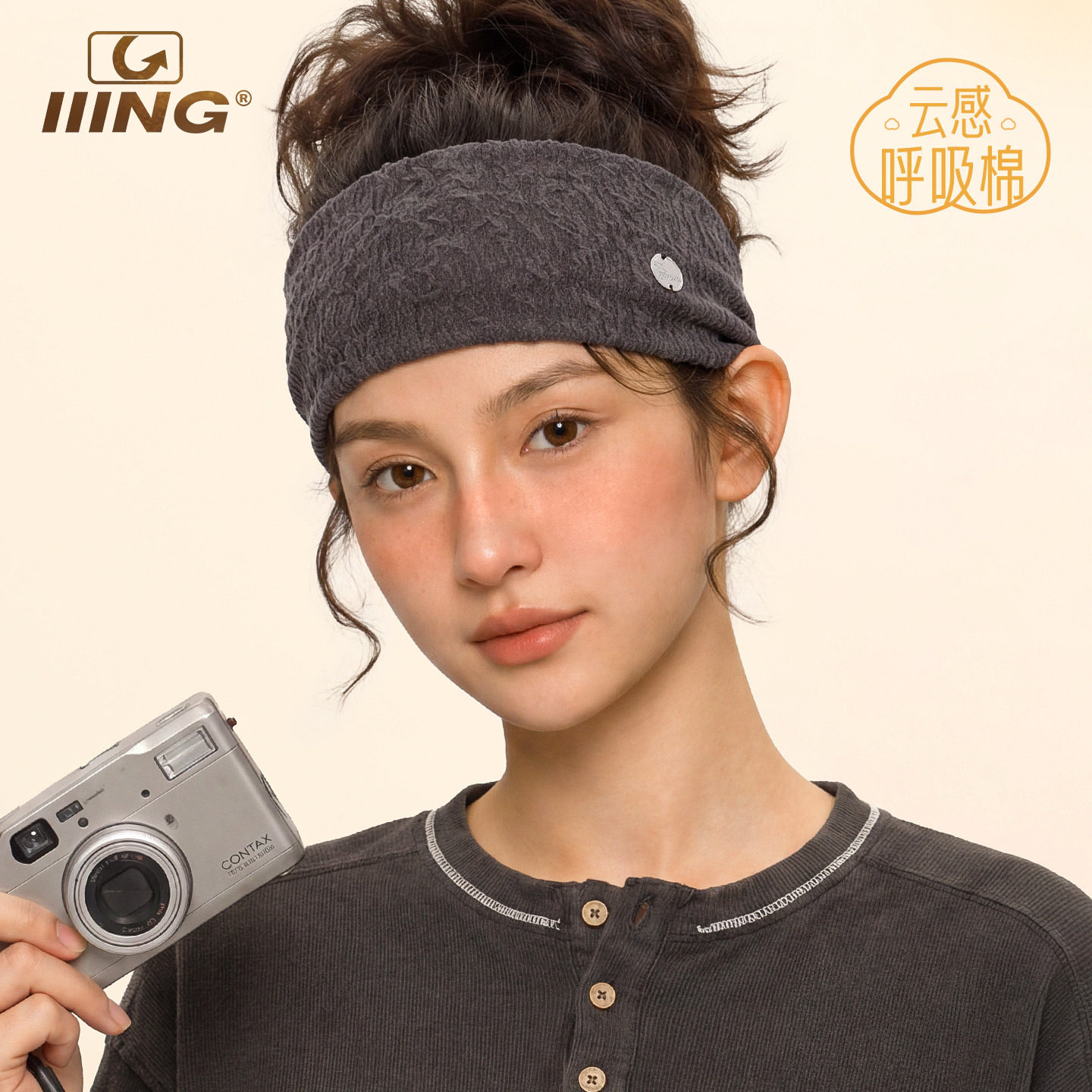 IIING帽控 新款高品质发饰复古肌理褶皱宽边发带百搭束发头巾配饰图片