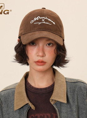 IIING帽控 夏季新款鸭舌帽深顶大头围软顶复古棒球帽男遮阳帽子女