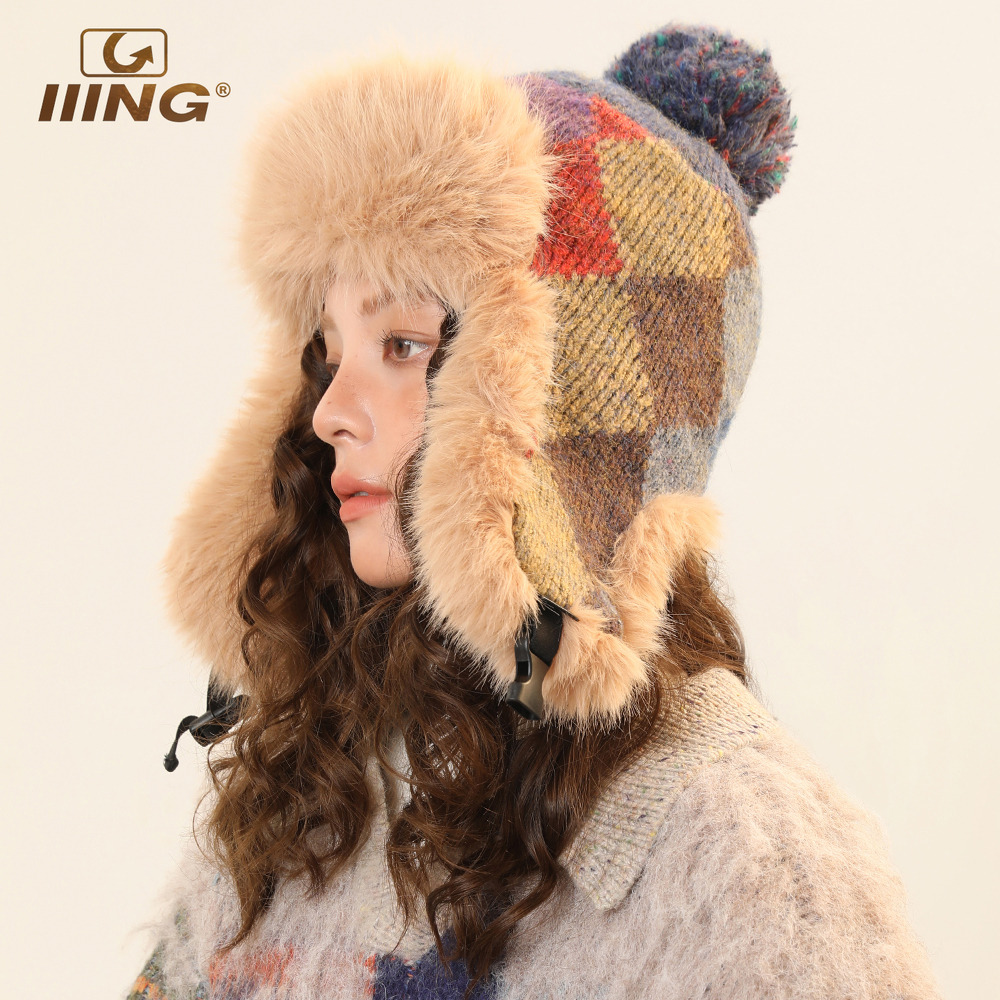 民族风毛绒护耳雷锋帽