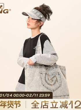 IIING帽控 简约大容量包包女2025新款韩版时尚百搭牛仔腋下单肩包