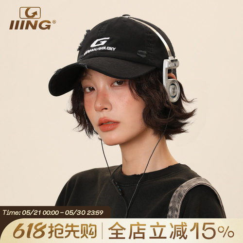 IIING帽控美式复古刺绣鸭舌帽