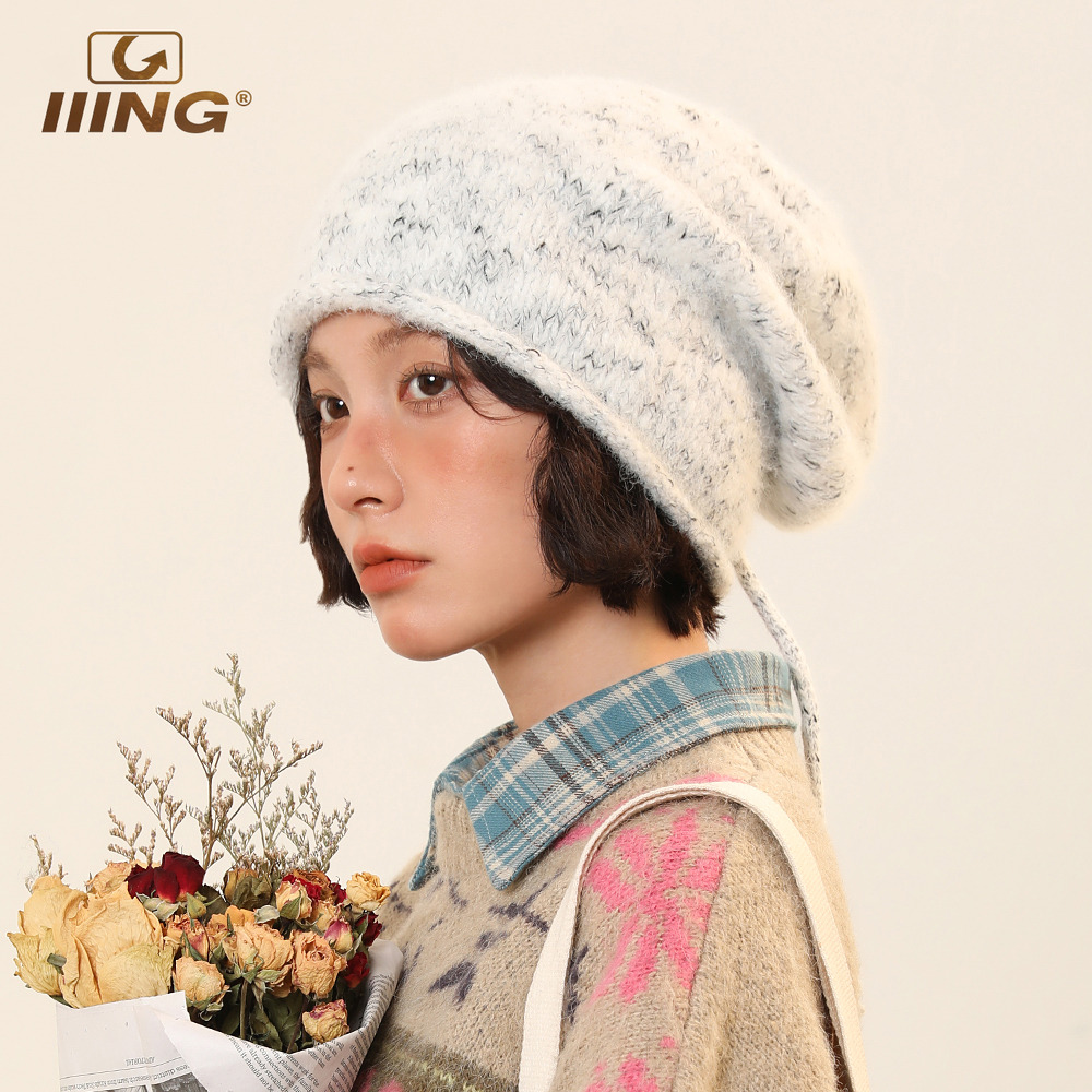 IIING帽控抽绳针织堆堆帽