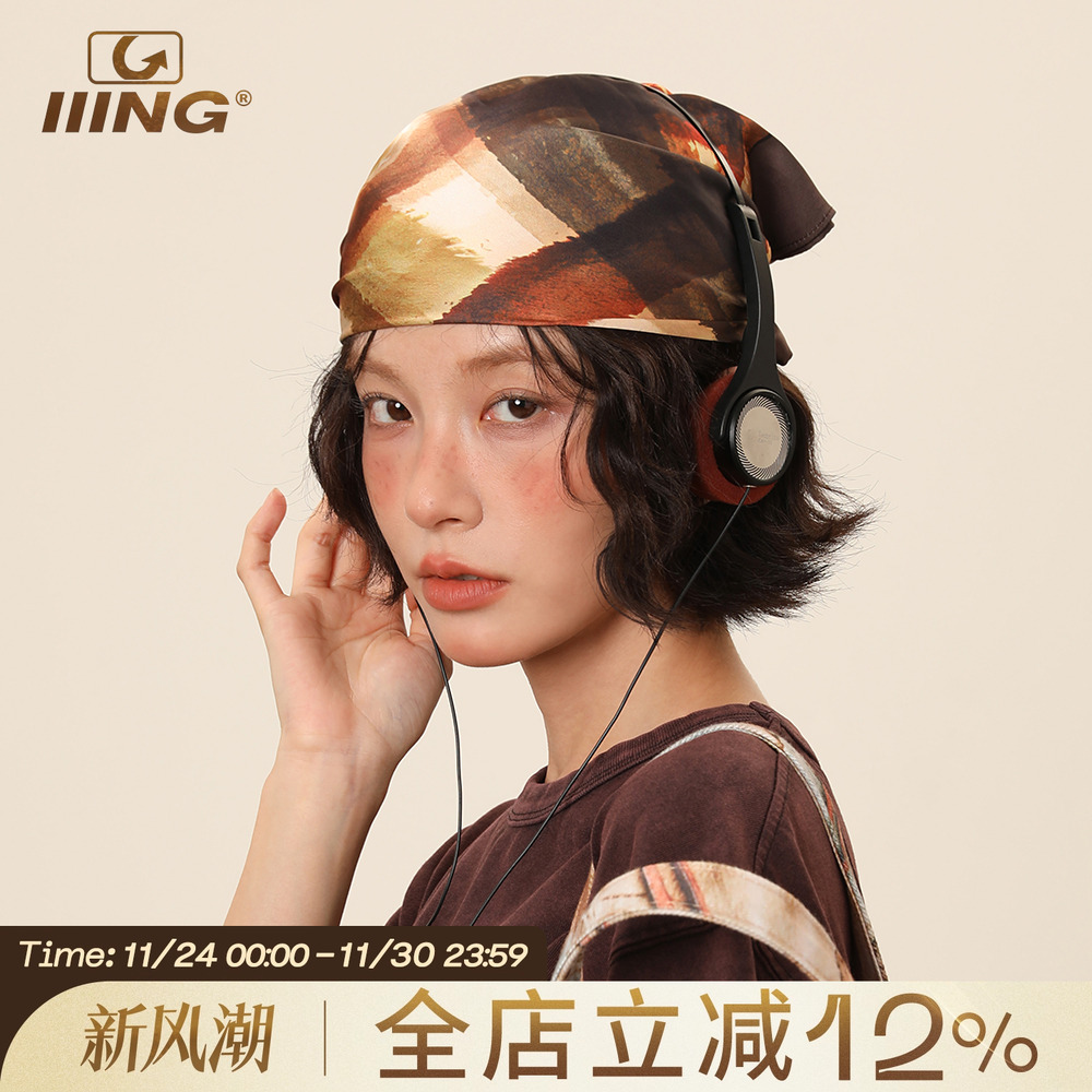 IIING帽控美式复古油画头巾