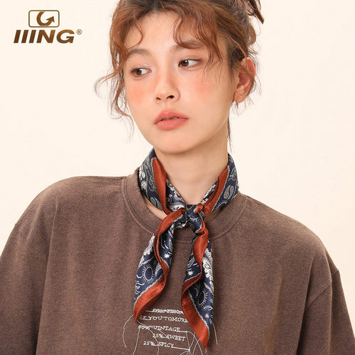 100%桑蚕丝腰果花丝巾复古小方巾