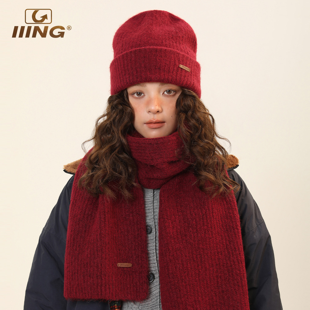 红色氛围感针织帽男女同款