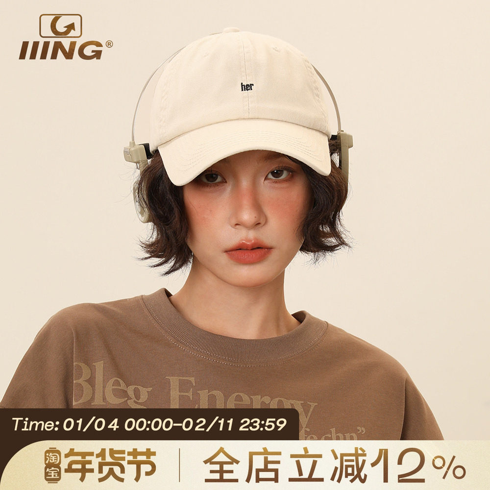 IIING帽控 美式复古字母刺绣棒球帽子女大头围情侣款纯棉鸭舌帽男