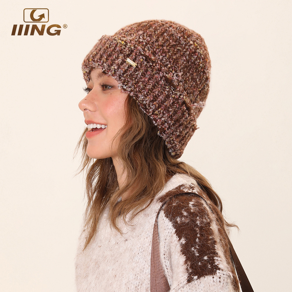 复古杂色做旧破洞针织帽