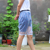 短款 雨裤 子裤 档部整体不渗水耐用漂流雨裤 防水中长短裤 透明塑料裤