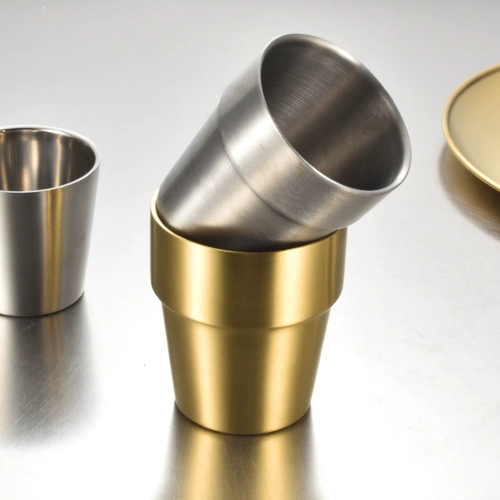 Двухэтажная чайная чашка из нержавеющей стали, бокал, корейская посуда, нержавеющая сталь AISI 304, защита от ожогов