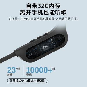 DACOM骨传导蓝牙耳机跑步无线运动自带内存mp3一体式不入耳X14