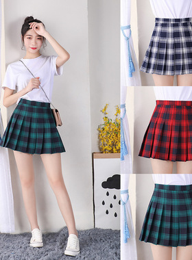 百褶裙2024新款格子半身裙女短裙子苏格兰高腰学生A字显瘦半身裙