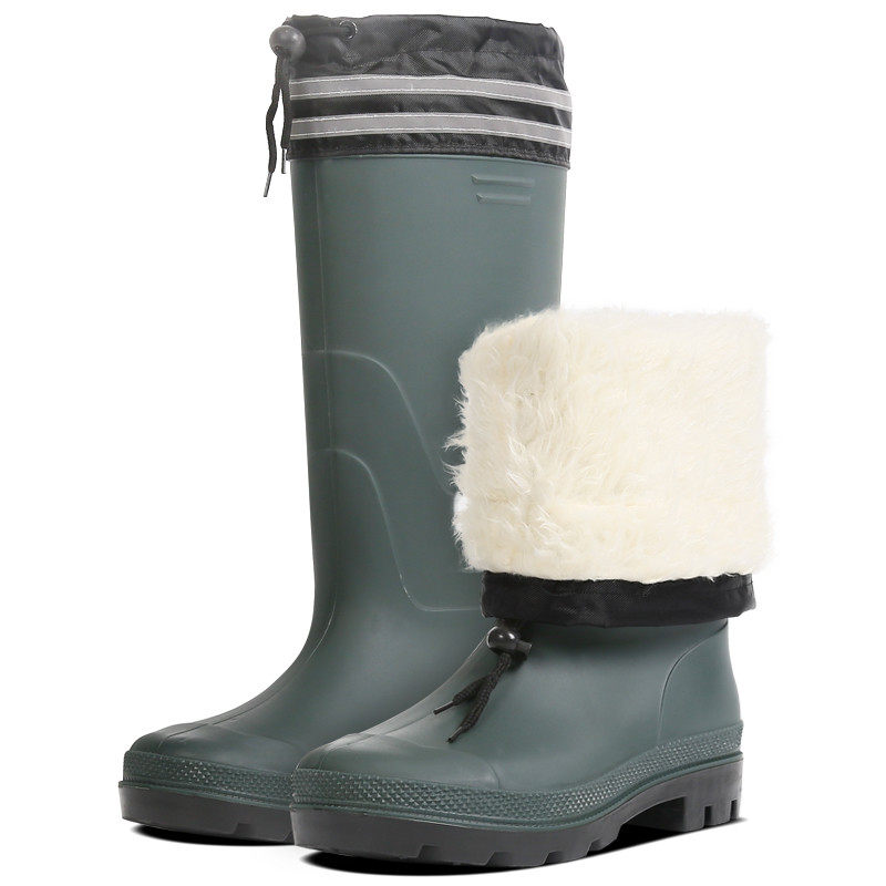 冬季新品加绒保暖棉雨鞋男高筒防水鞋防滑雨靴工作鞋防水靴劳保靴