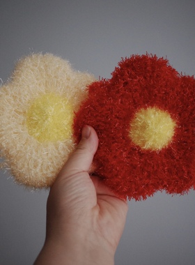 【四件包邮】送你一朵小红花 韩国亚克力洗碗巾双层荷包蛋洗杯子