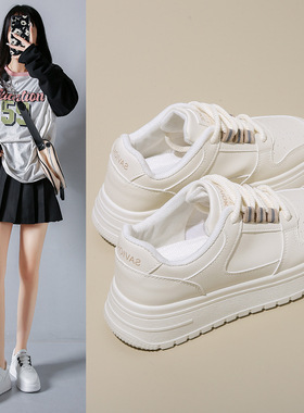 ins韩版小白鞋女2025春季新款增高学生板鞋女厚底街拍休闲鞋P821