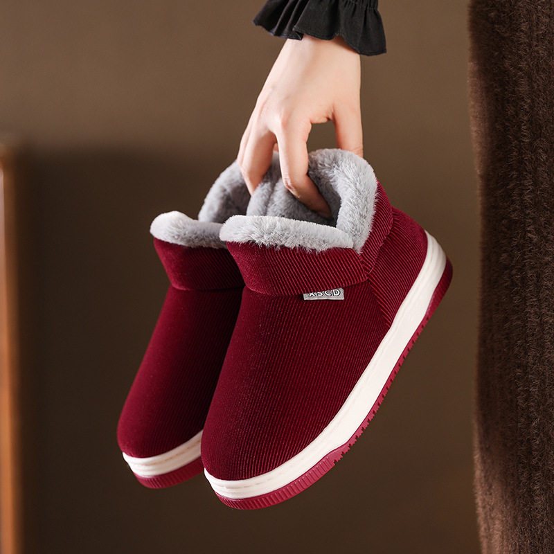 老年人棉鞋冬季外穿居家用防滑棉拖鞋男女包跟加绒保暖厚底妈妈鞋