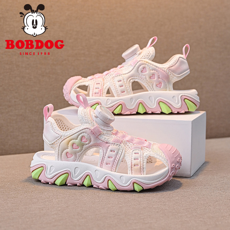 巴布豆童鞋女童防滑软底包头凉鞋2025夏季新款中大童儿童沙滩鞋