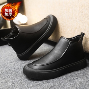 男式皮靴2025冬季新款马丁靴男士加绒加厚男鞋防寒休闲运动棉鞋潮