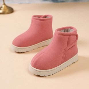 冬季加绒保暖棉鞋女款居家室内外穿防滑软底棉拖鞋男款包跟雪地靴