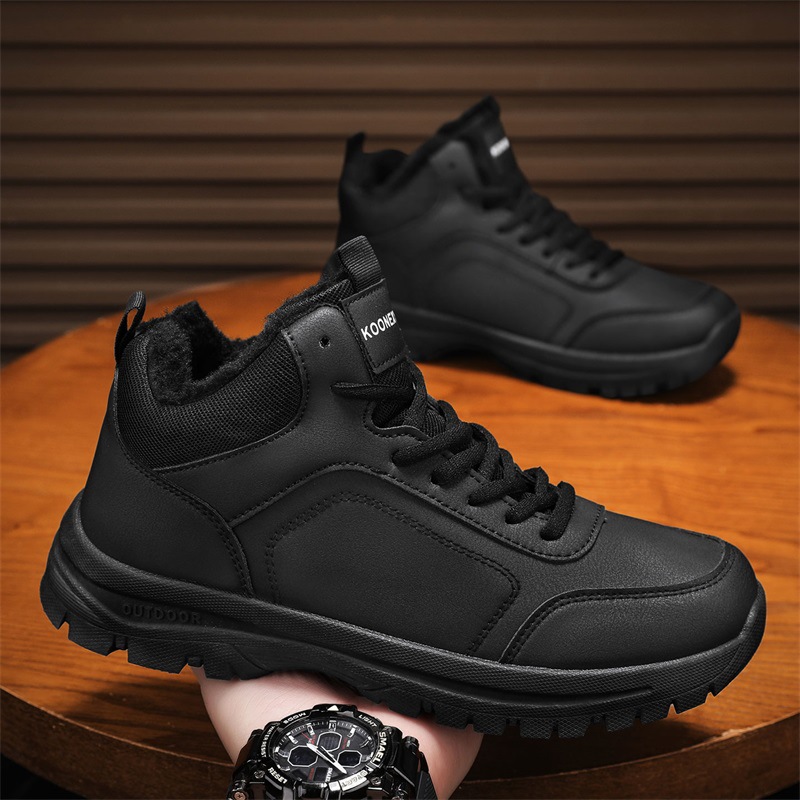 冬季男士高帮厚底雪地靴跨境大码休闲运动男鞋子加绒加厚保暖棉鞋