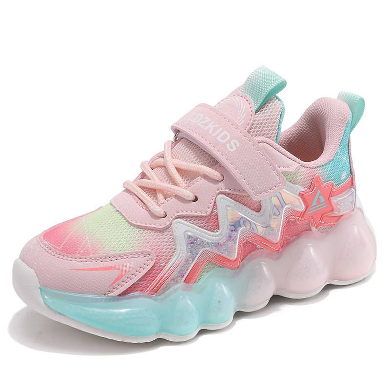 童鞋女童鞋春秋款透气网鞋新款皮面儿童老爹鞋女孩鞋子学生运动鞋